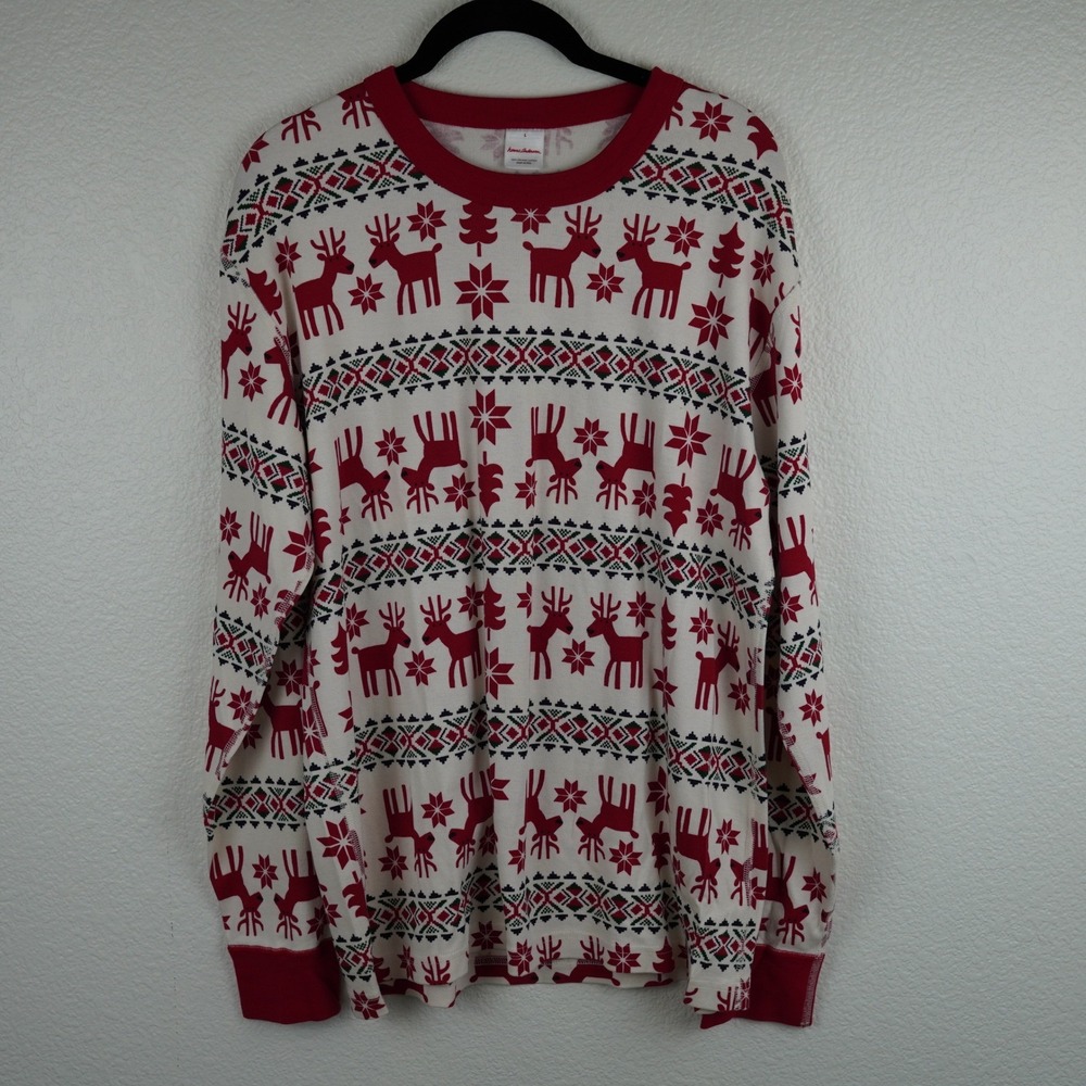 Hanna Andersson Unisex Christmas Holiday Long John Organic Cotton Pajama‎ Top L
